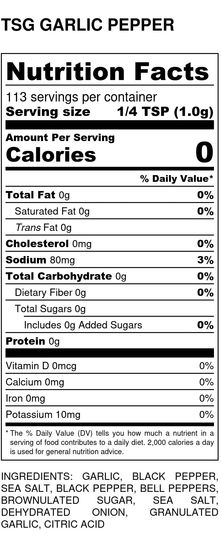 salt & pepper Nutrition Facts and Calories, Description